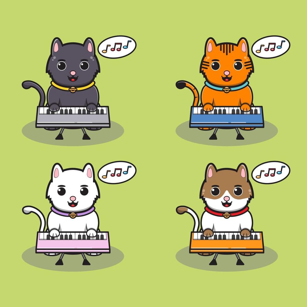 clavier de musique de jeu de chat porte-bonheur vecteur