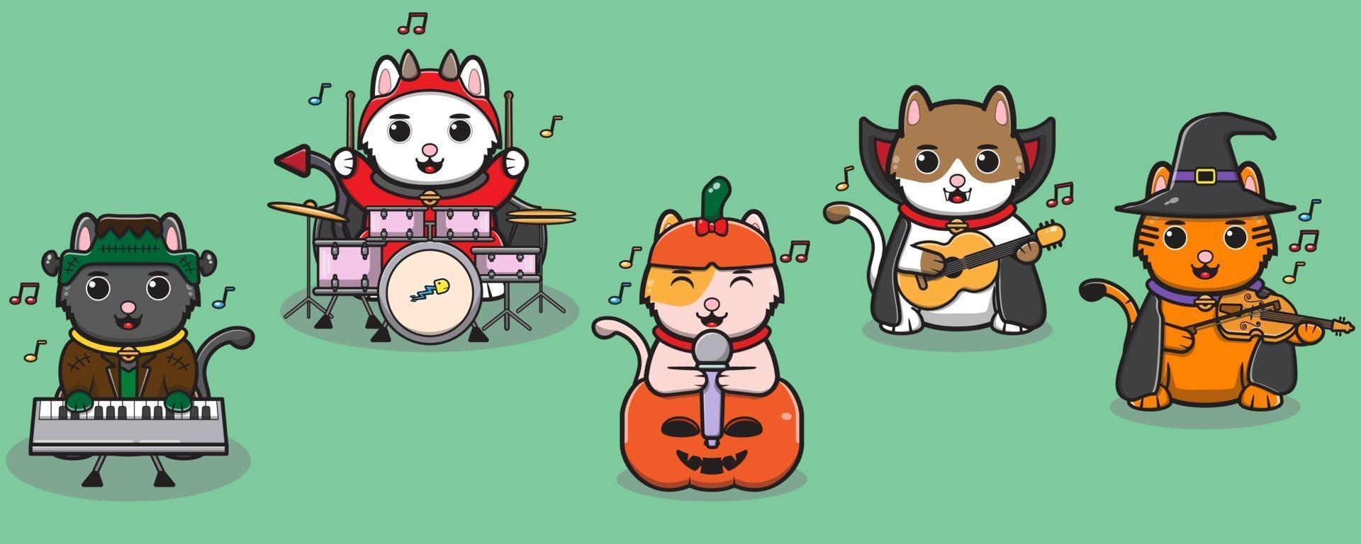 bande de chat d'halloween vecteur