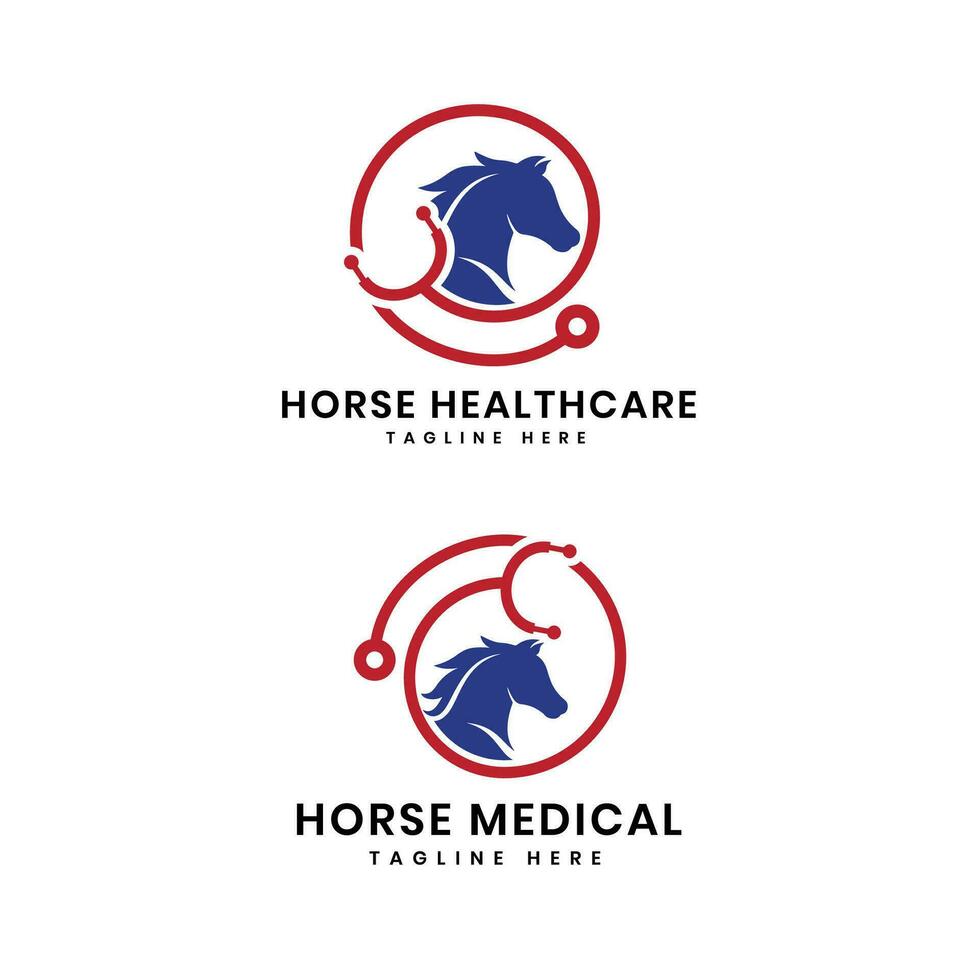 cheval médecin ou cheval médical logo conception Créatif concept pour animal soins de santé avec cheval et stéthoscope vecteur