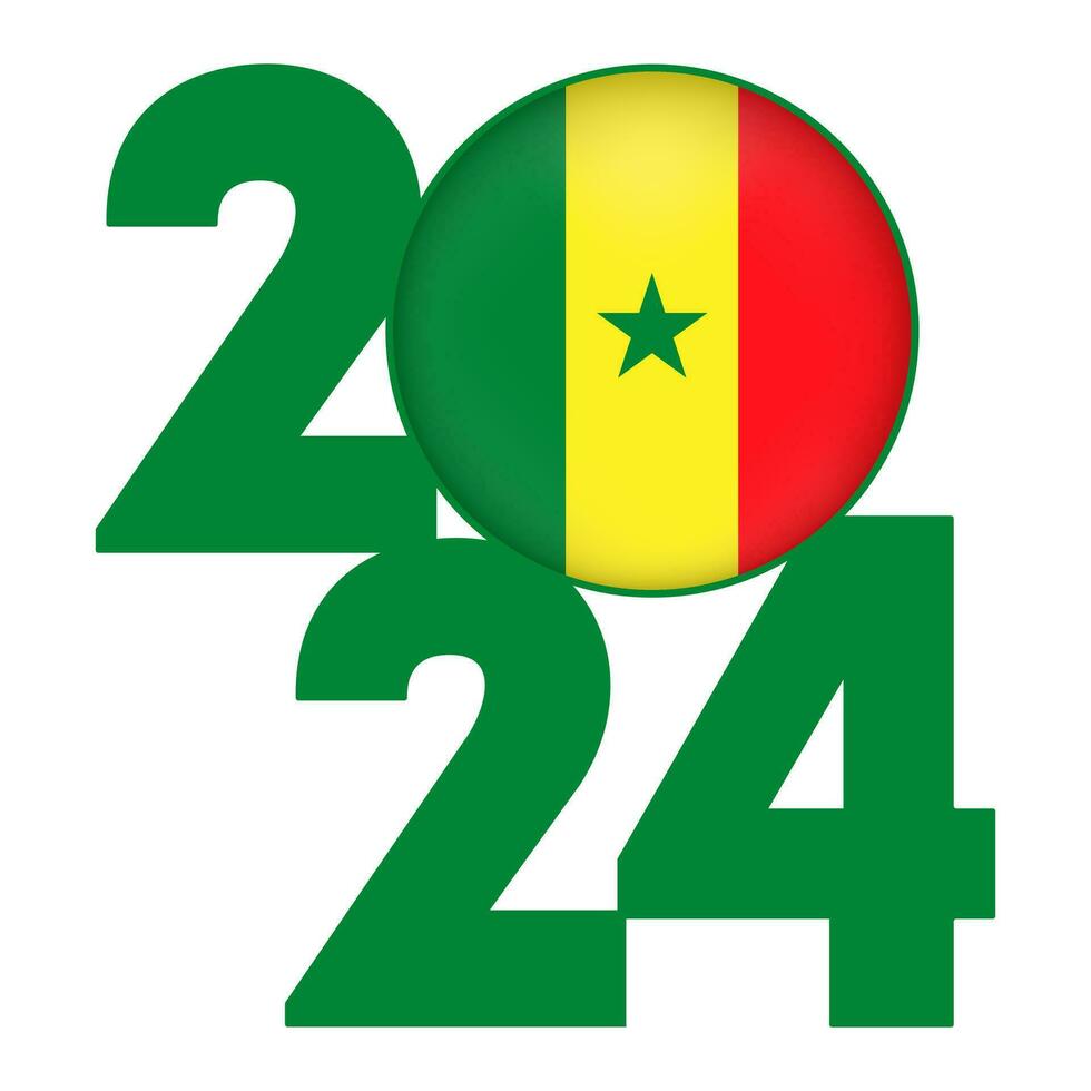 content Nouveau année 2024 bannière avec Sénégal drapeau à l'intérieur. vecteur illustration.