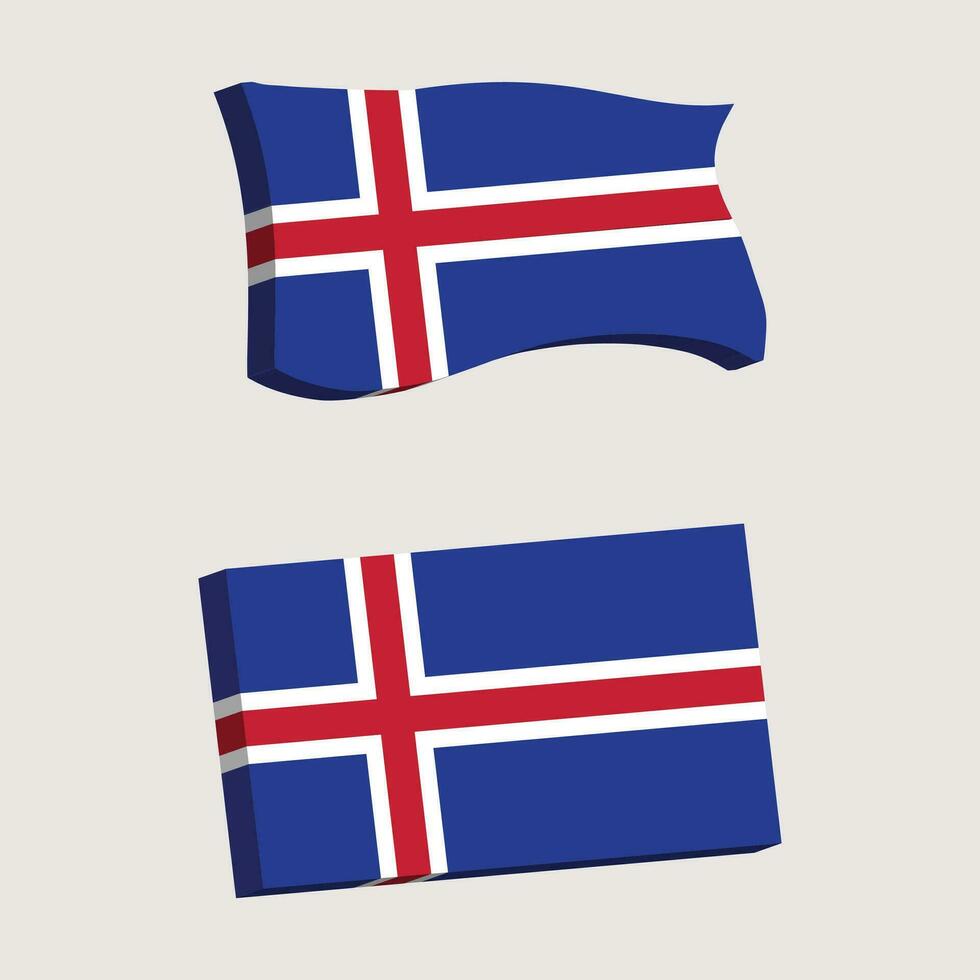 Islande drapeau 3d forme vecteur illustration