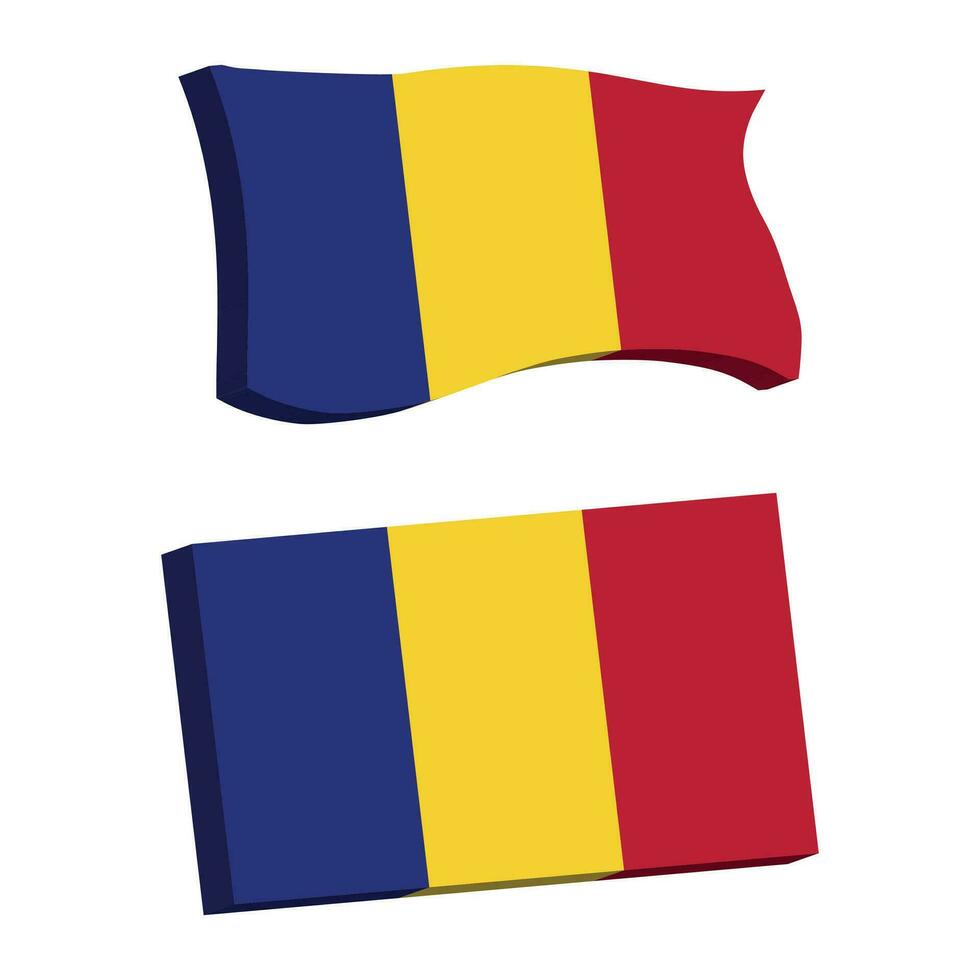 tchad drapeau 3d forme vecteur illustration