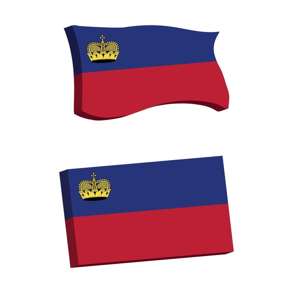 Liechtenstein drapeau 3d forme vecteur illustration