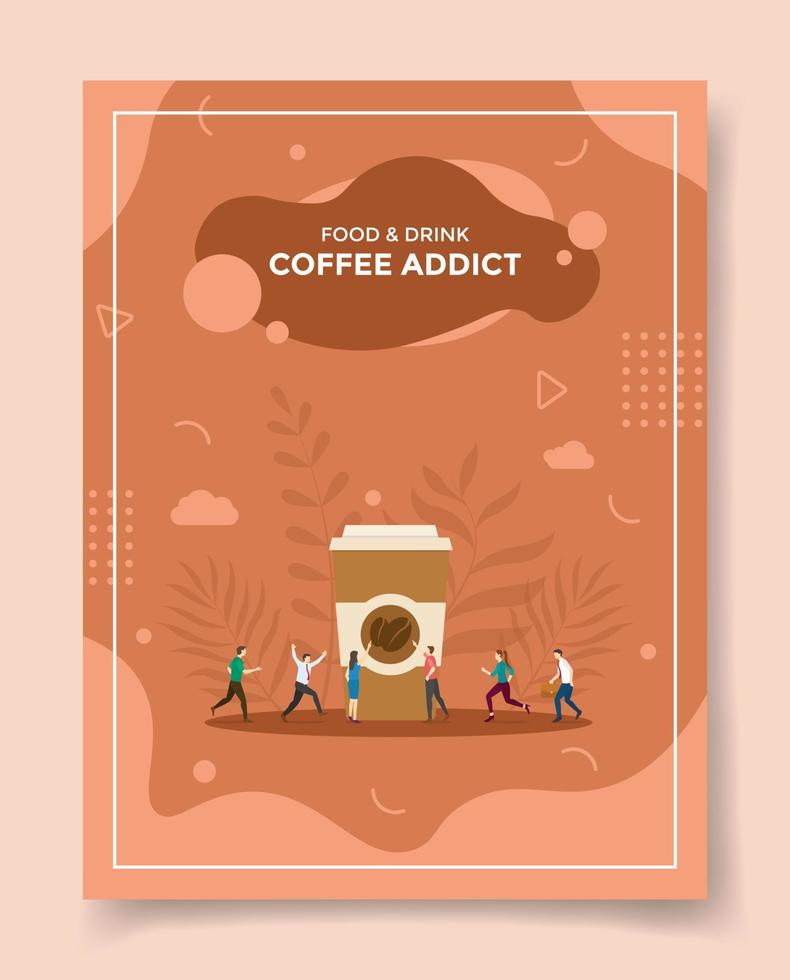 concept d'addict au café pour le modèle de bannières, flyer, couverture de livres vecteur