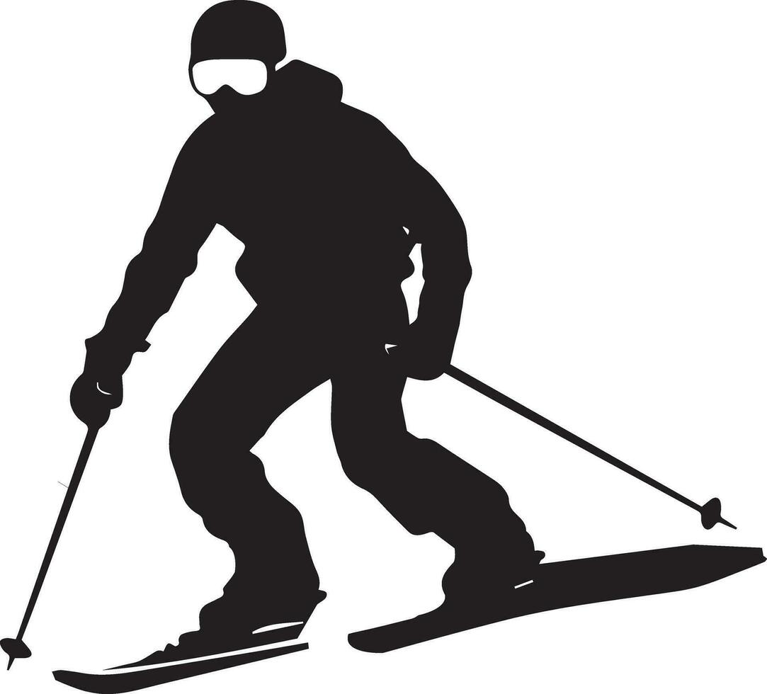 une skieur vecteur silhouette illustration noir Couleur 3