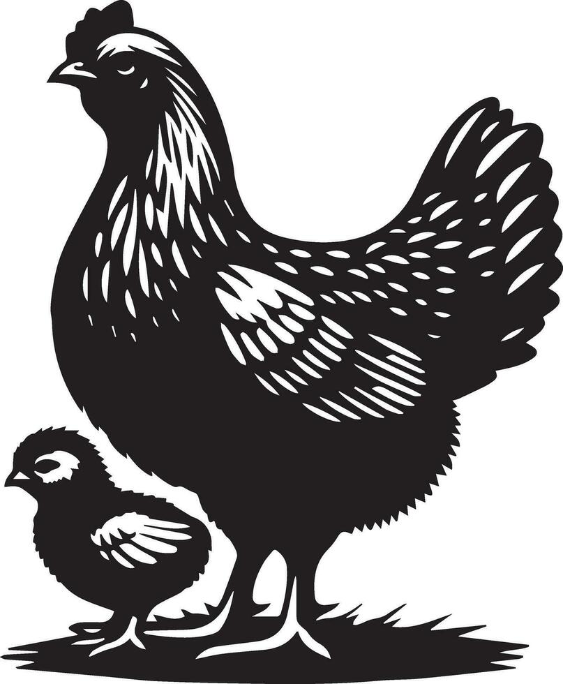 poulet vecteur silhouette avec lionceau vecteur