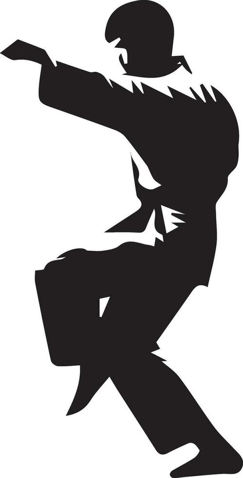 kung fu homme pose vecteur silhouette illustration 15