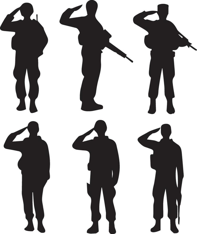 saluer soldat vecteur silhouette illustration noir Couleur