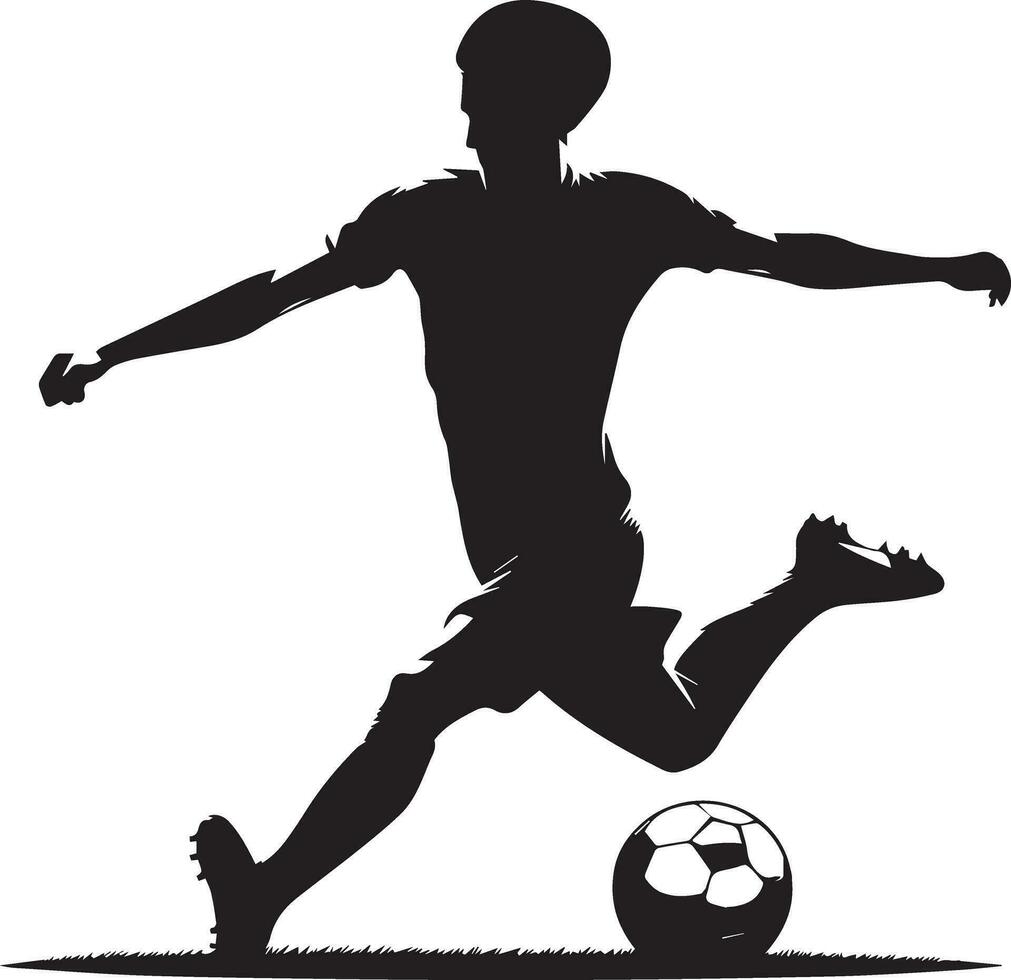football joueur pose vecteur silhouette illustration noir couleur, Football joueur vecteur silhouette