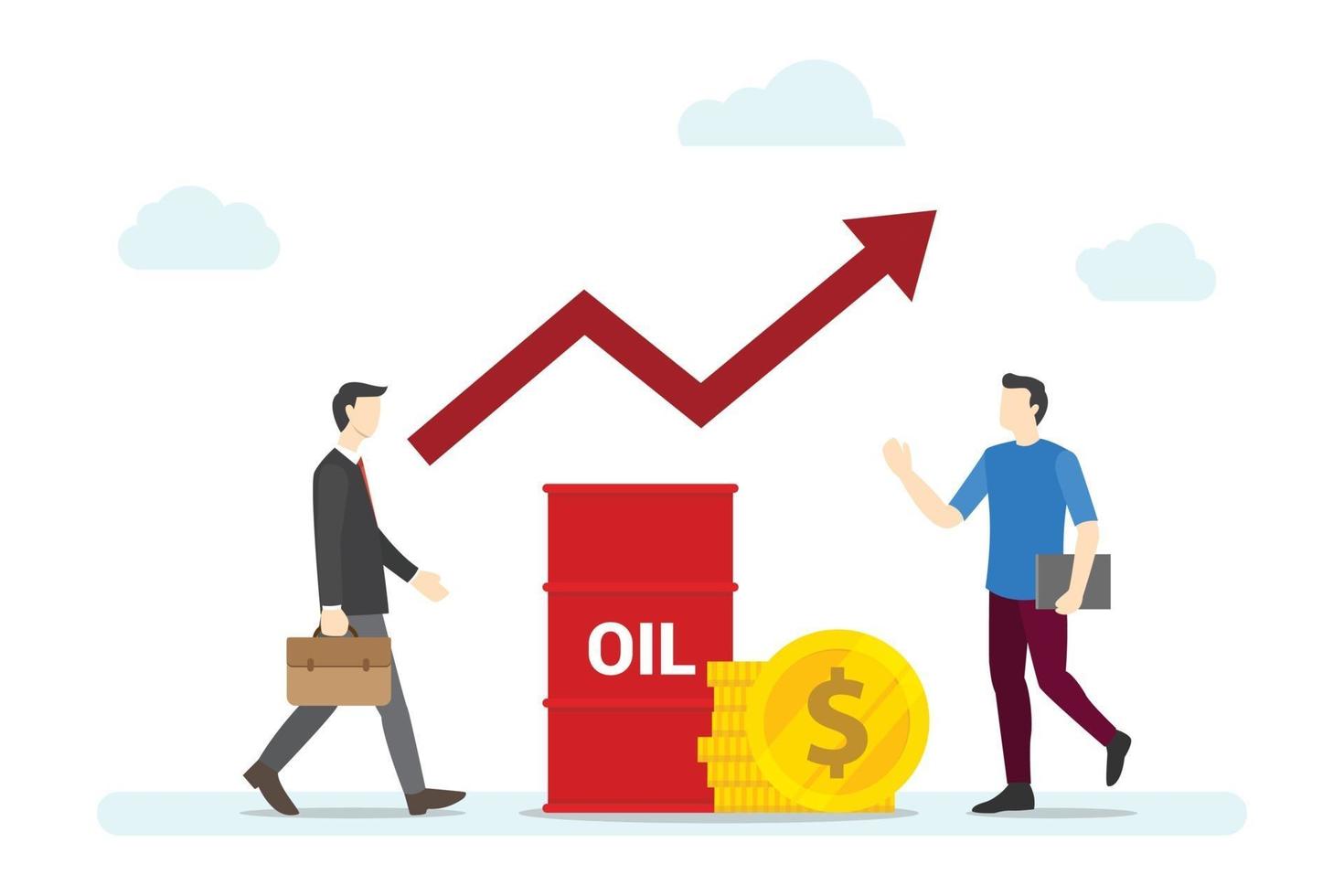 concept d'augmentation du prix du pétrole avec des personnes et une augmentation graphique vecteur