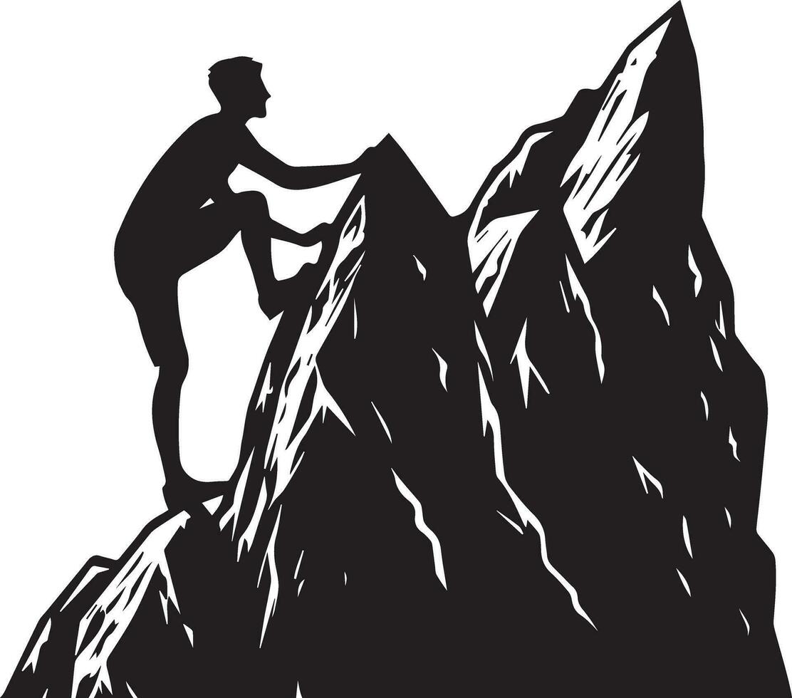 une homme escalade Montagne vecteur silhouette illustration 4