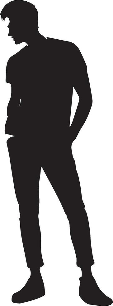 homme pose vecteur silhouette illustration, une plat homme style vecteur silhouette