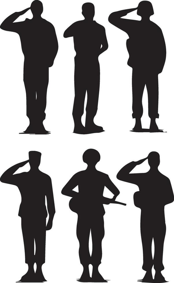 saluer soldat vecteur silhouette 4