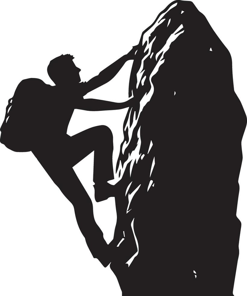 une homme escalade Montagne vecteur silhouette illustration