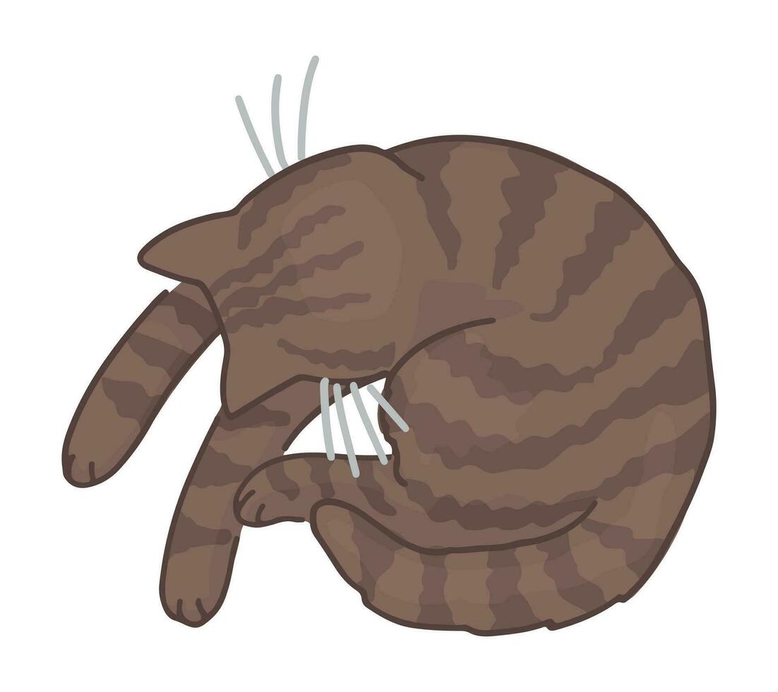 dessin animé clipart de mignonne en train de dormir chat. griffonnage de national animal chaton animal de compagnie. vecteur illustration isolé sur blanche.