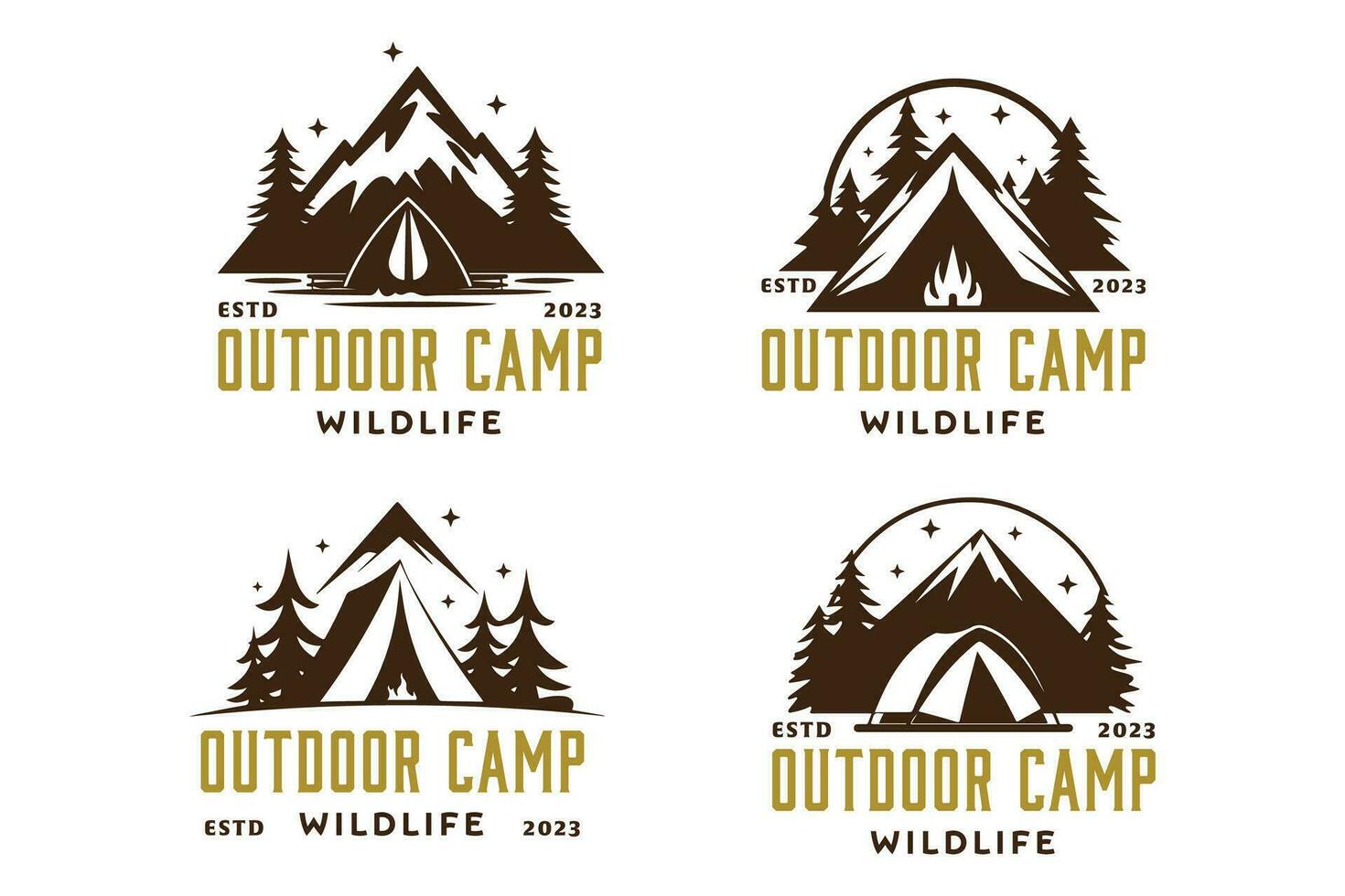 Extérieur camp badges vecteur fait référence à une ensemble de vecteur graphique cette représenter sur le thème du camp badges adapté pour Extérieur Activités et liés à l'aventure conceptions.