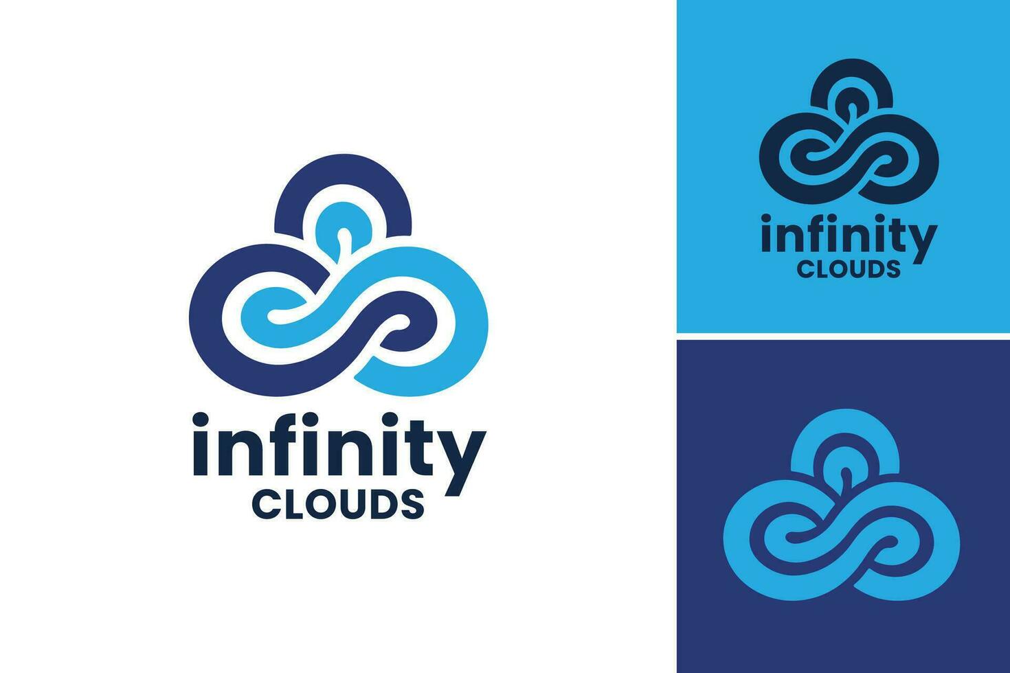 infini des nuages logo est une conception atout cette représente une logo avec des nuages dans un infini forme. cette atout est adapté pour entreprises ou marques en relation à technologie, nuage l'informatique vecteur