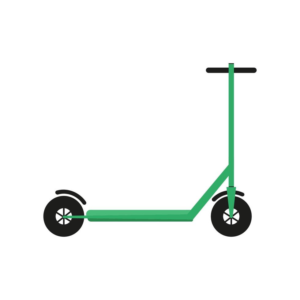 Trottinette électrique en vert illustration.vector design plat vecteur