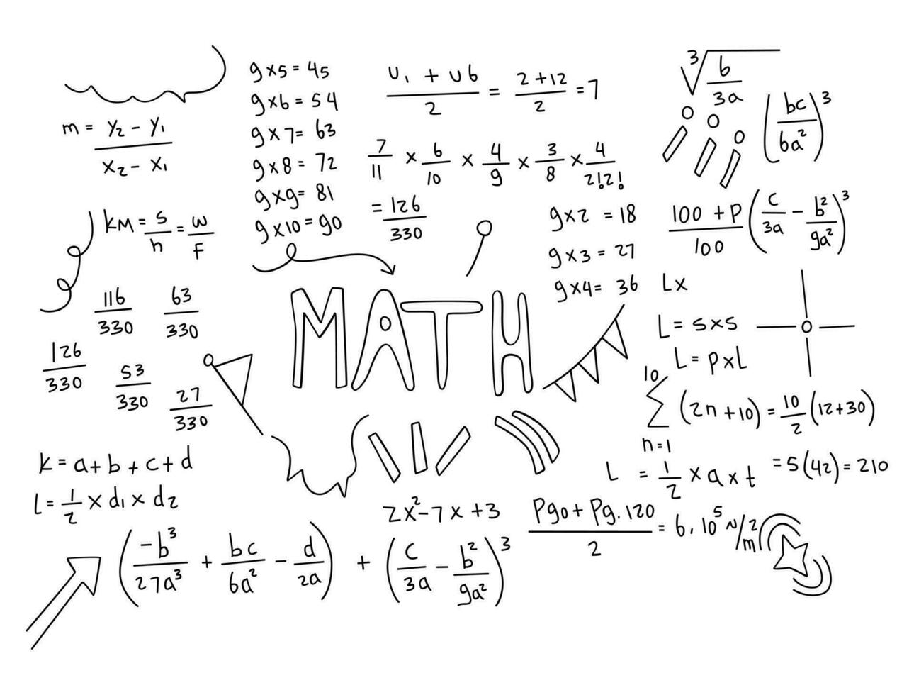 illustration de fond de tableau mathématique réaliste vecteur