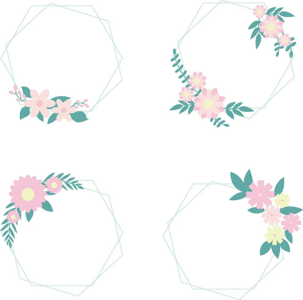 floral polygone Cadre pour mariage invitation Contexte. vecteur illustration ensemble.