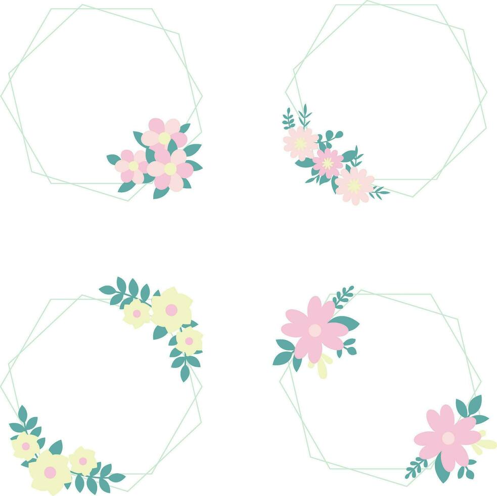 floral polygone Cadre pour mariage invitation Contexte. vecteur illustration ensemble.