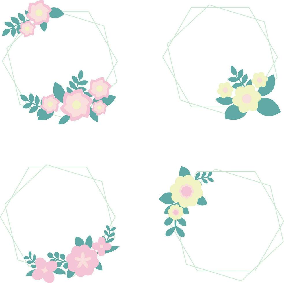 floral polygone Cadre pour mariage invitation Contexte. vecteur illustration ensemble.