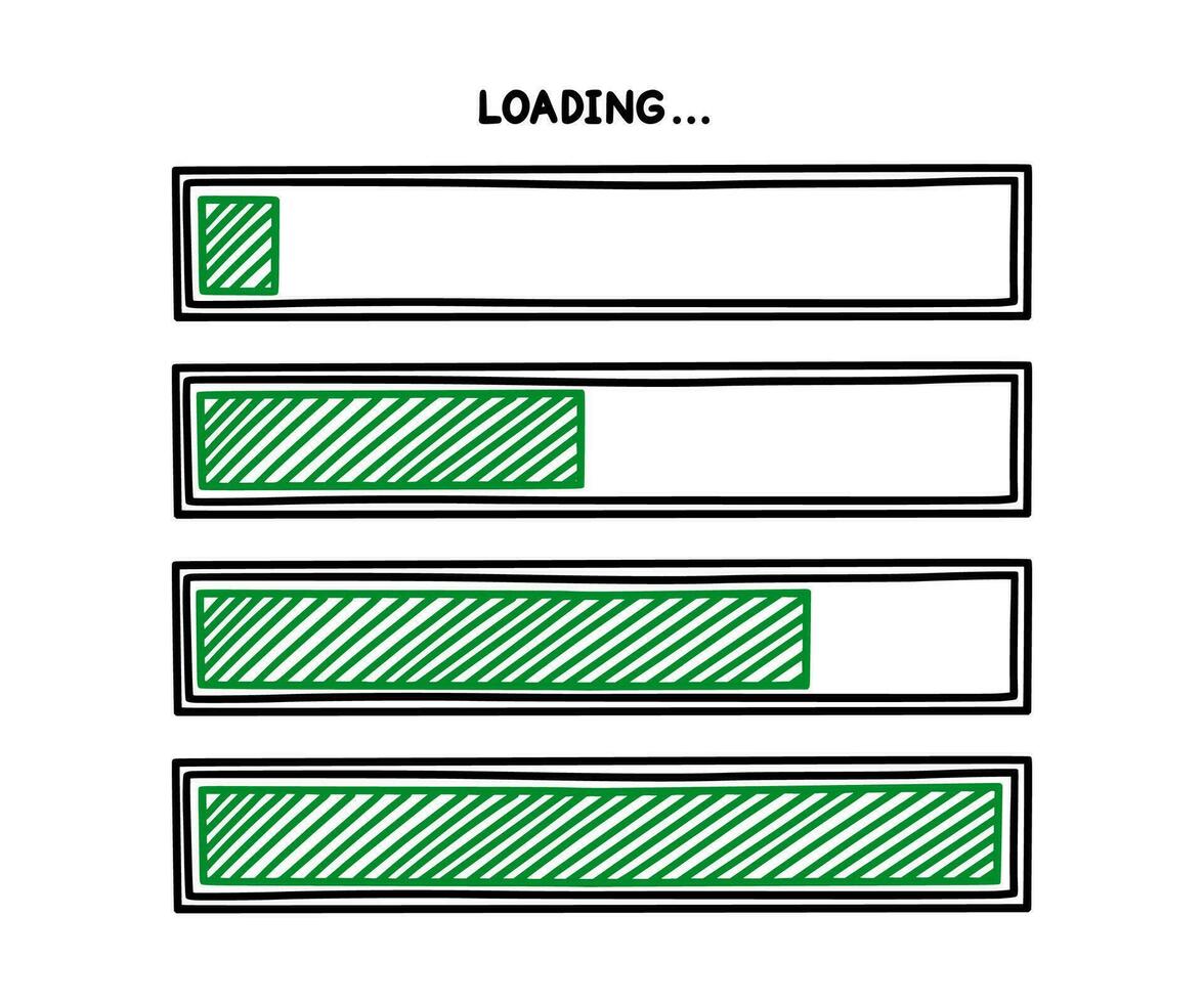 barre de progression du chargement. élément de conception infographique avec état d'achèvement. illustration vectorielle dessinés à la main vecteur