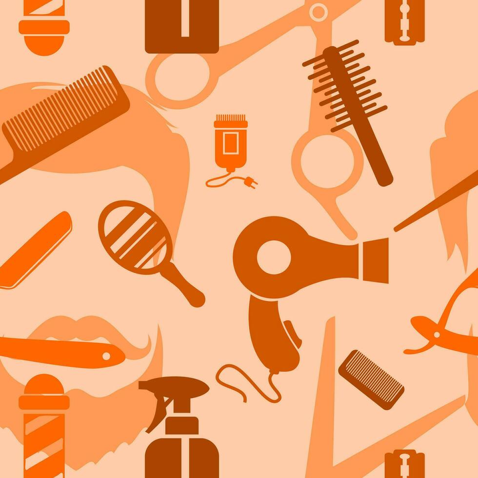 Modèle Sans Couture De Salon De Beauté Avec Des Outils De Travail