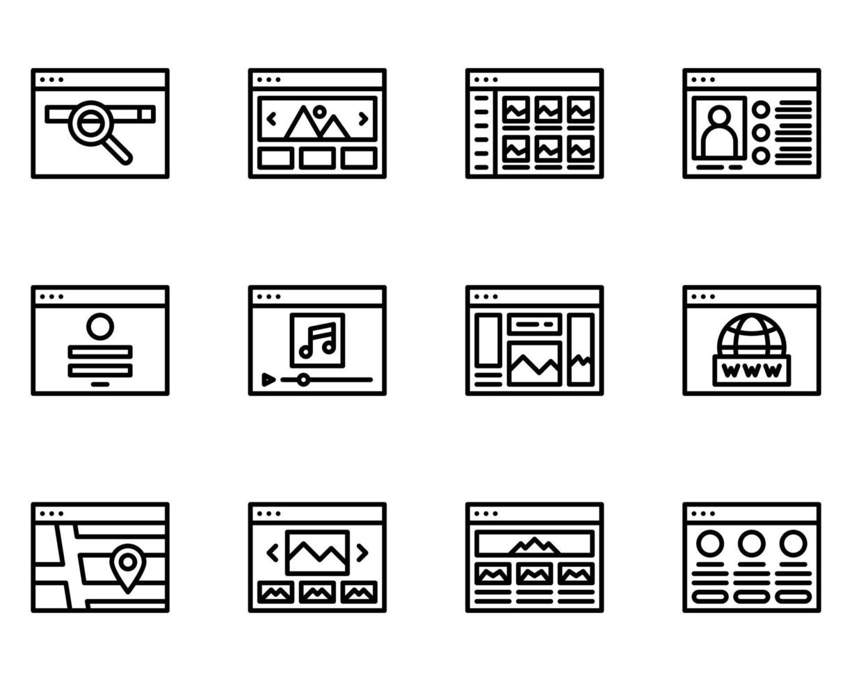 icône de contour de navigateur Web et symbole pour site Web, application vecteur