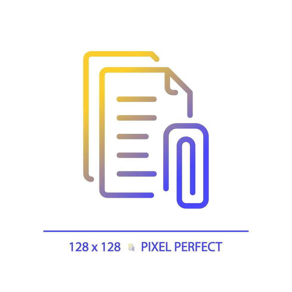 2d pixel parfait pente attachement icône, isolé vecteur, mince ligne document illustration. vecteur