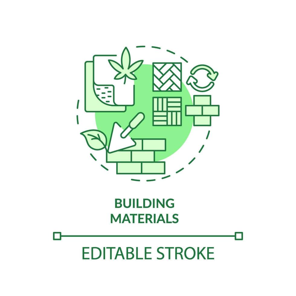 modifiable bâtiment matériaux vert icône concept, isolé vecteur, durable Bureau mince ligne illustration. vecteur