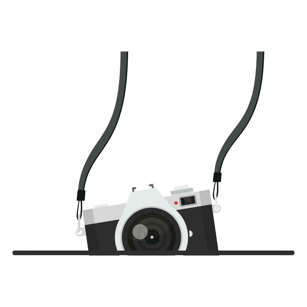 noir caméra pendaison avec vide Vide blanc planche vecteur