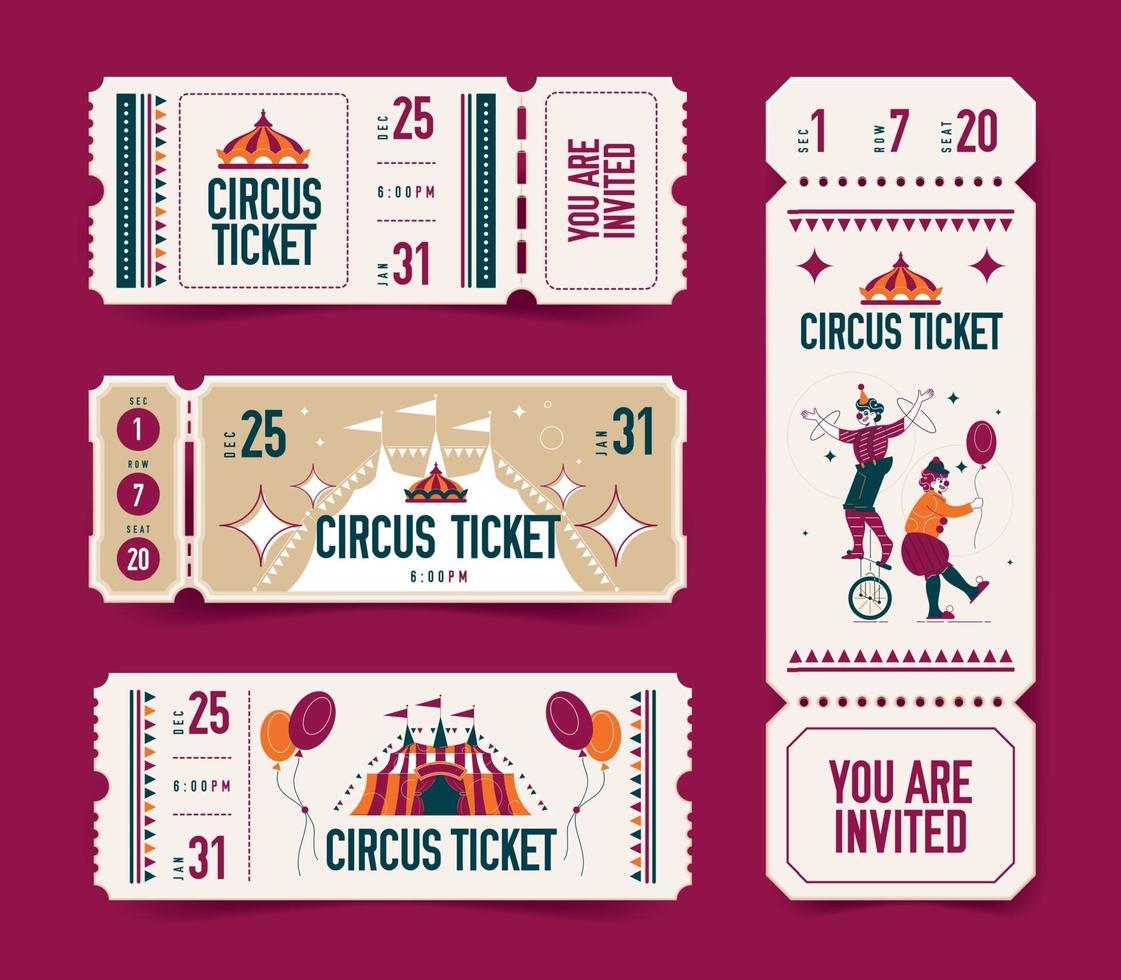 ensemble réaliste de billets de cirque vecteur