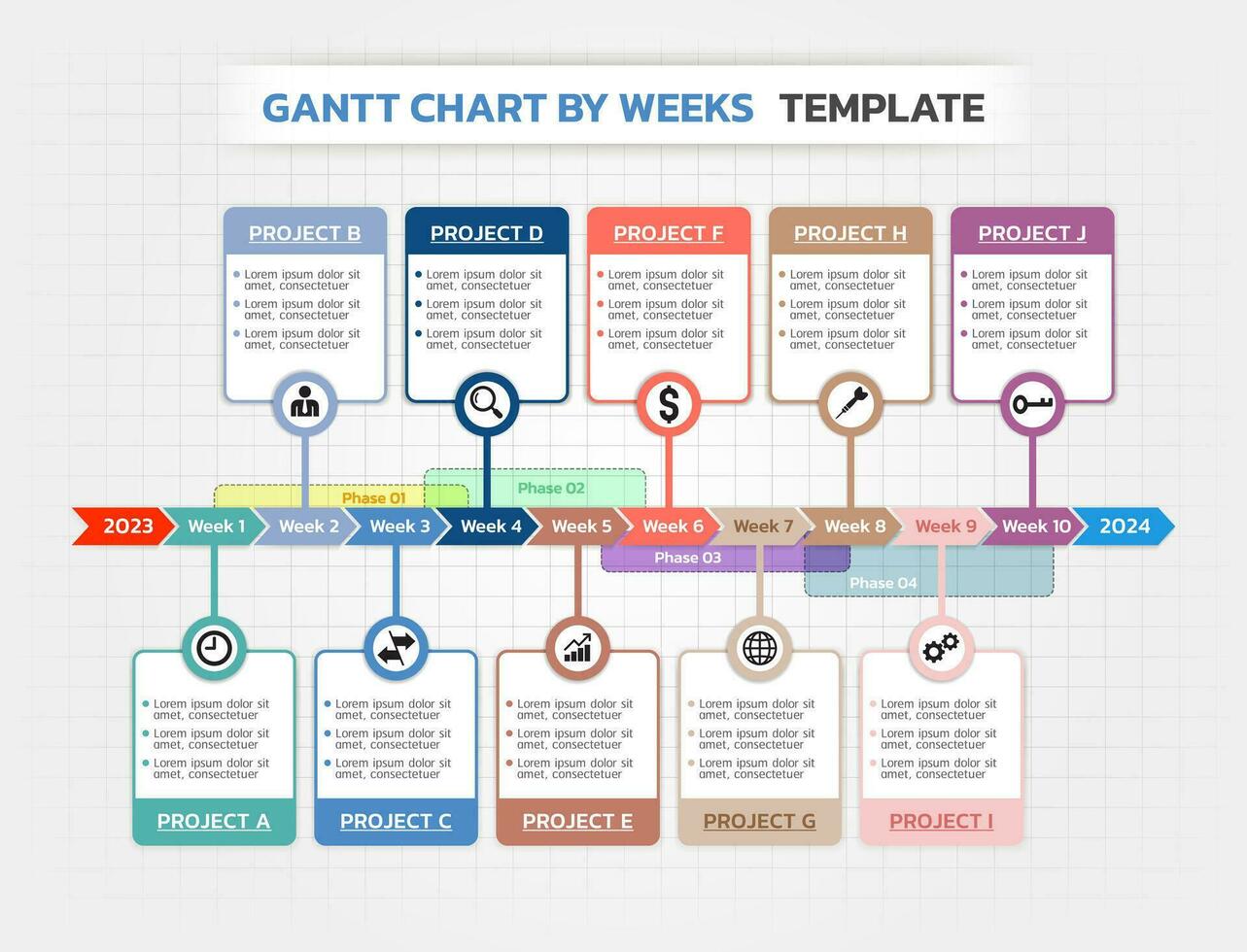 chronologie gantt graphique infographie modèle Contexte vecteur