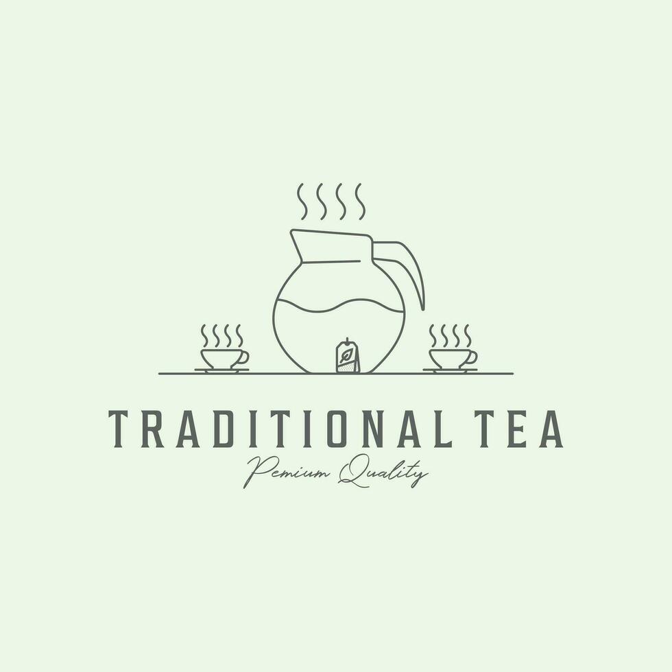 icône traditionnel thé ligne art minimaliste illustration logo conception vecteur