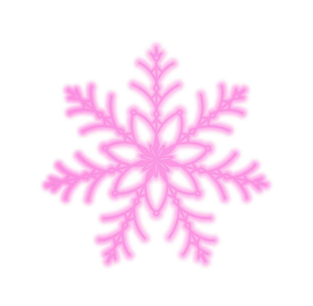 contour néon rose flocon de neige .rétro néon hiver.belle Noël décoration vecteur illustration