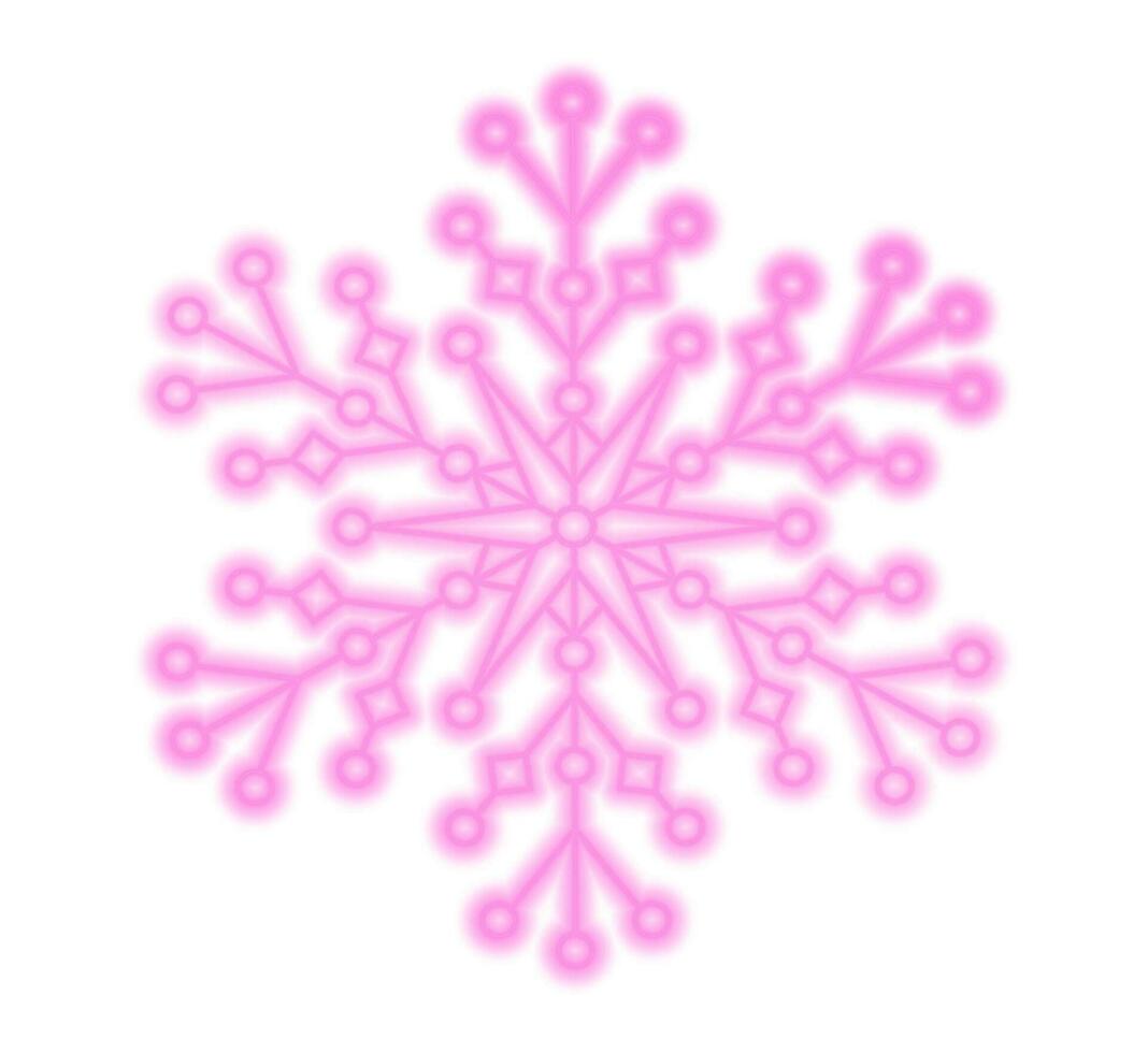 contour néon rose flocon de neige .rétro néon hiver.belle Noël décoration vecteur illustration