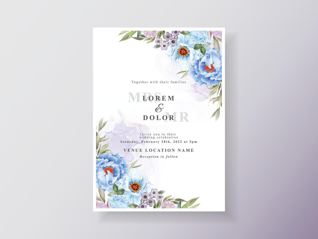 modèle d'invitations de mariage floral romantique dessiné à la main vecteur