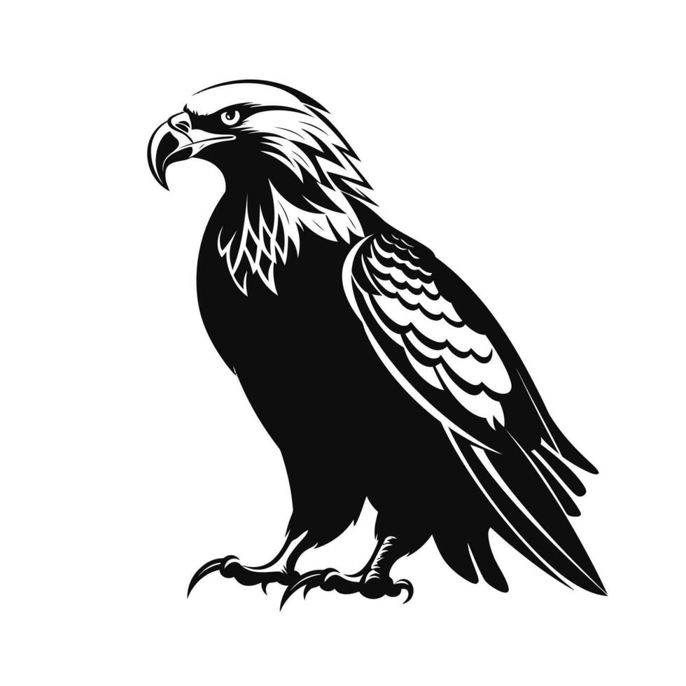 noir silhouette de une Aigle vecteur illustration