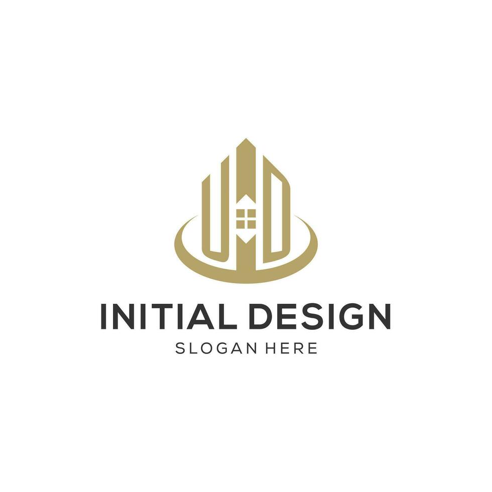 initiale ud logo avec Créatif maison icône, moderne et professionnel réel biens logo conception vecteur