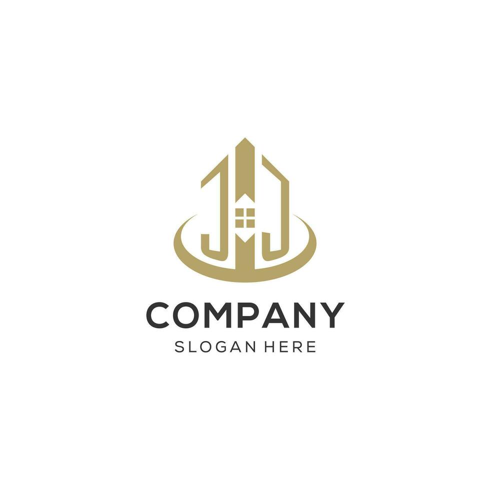 initiale jj logo avec Créatif maison icône, moderne et professionnel réel biens logo conception vecteur