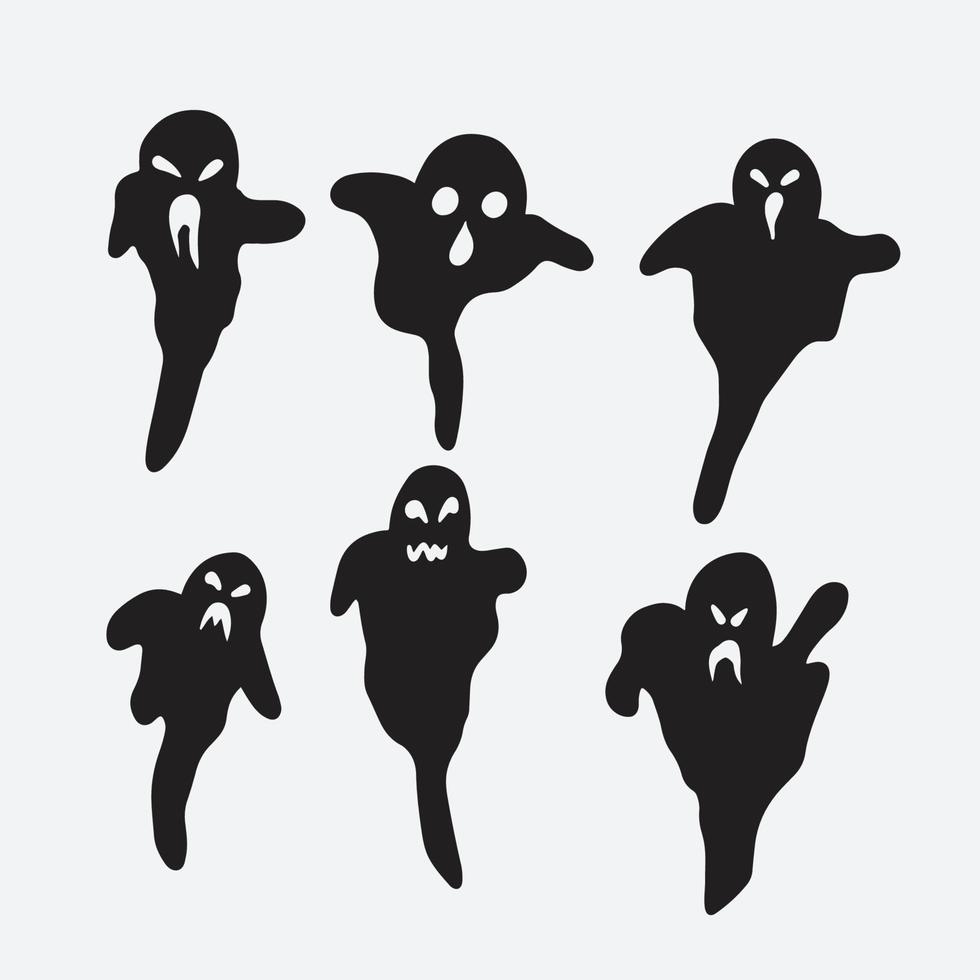silhouettes de fantômes d'halloween vecteur