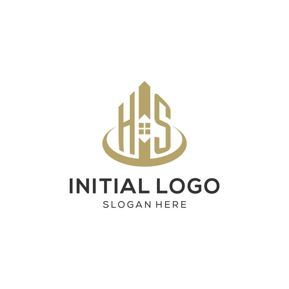 initiale hs logo avec Créatif maison icône, moderne et professionnel réel biens logo conception vecteur