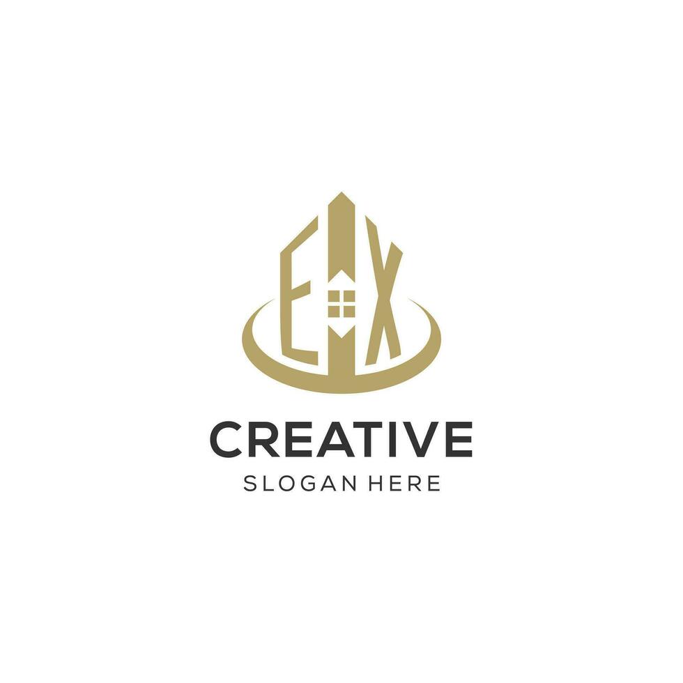 initiale ex logo avec Créatif maison icône, moderne et professionnel réel biens logo conception vecteur