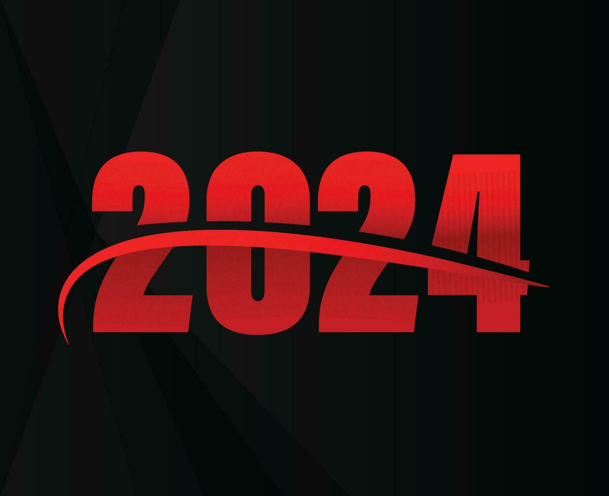 2024 content Nouveau année vacances abstrait rouge graphique conception vecteur logo symbole illustration avec noir Contexte