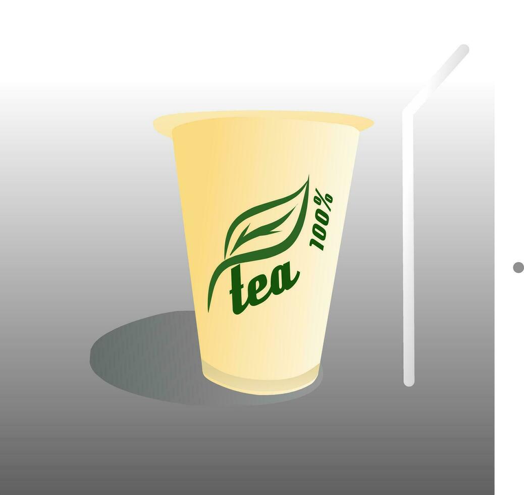 une café Plastique tasse illustration conception avec marque et logo échantillon vecteur