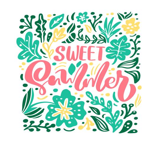 Carte de voeux de fleur Vector avec texte Sweet Summer