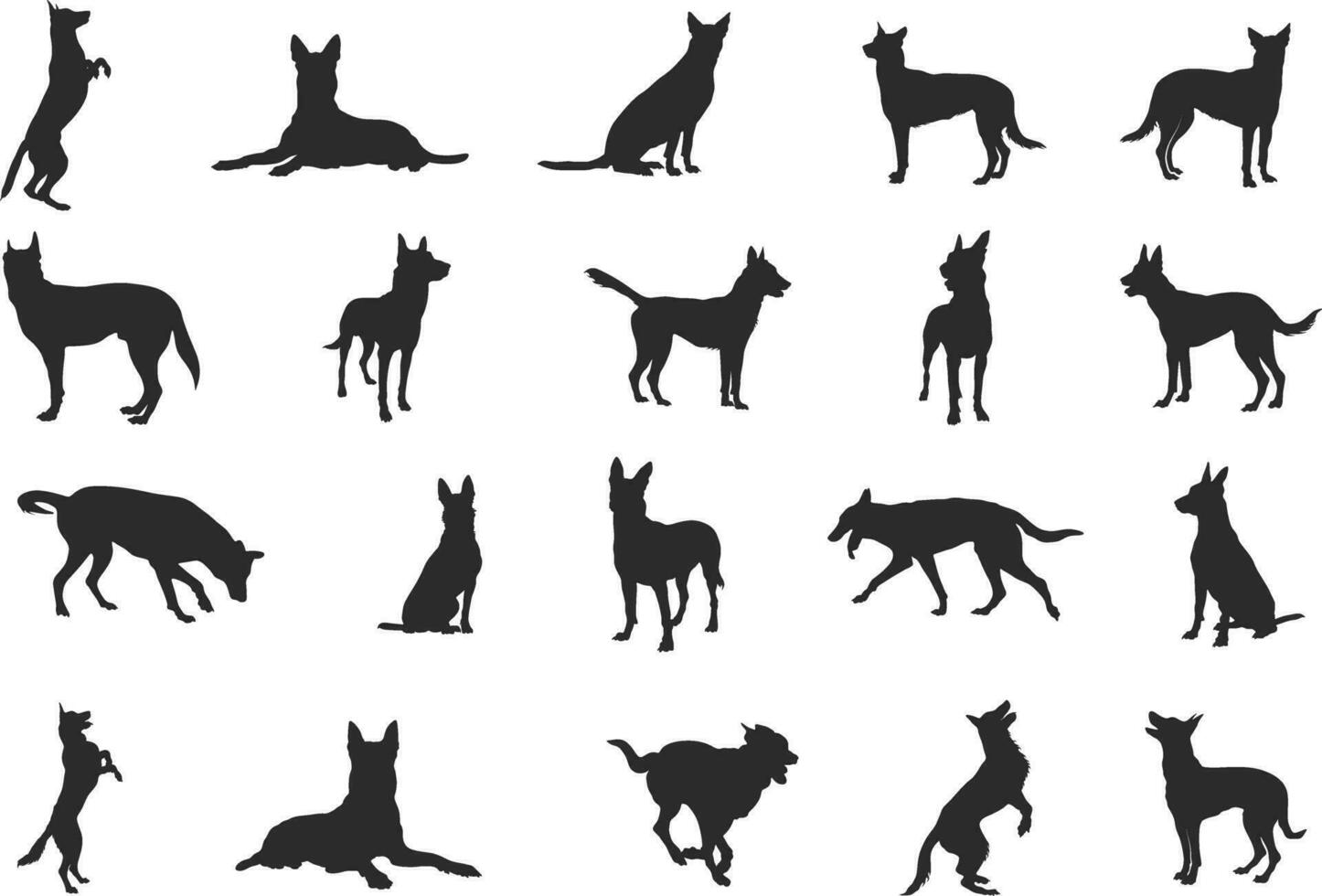 Belge malinois silhouette, Belge malinois chien silhouettes, chien silhouettes, chien icône, Belge malinois clipart, chien vecteur illustration.