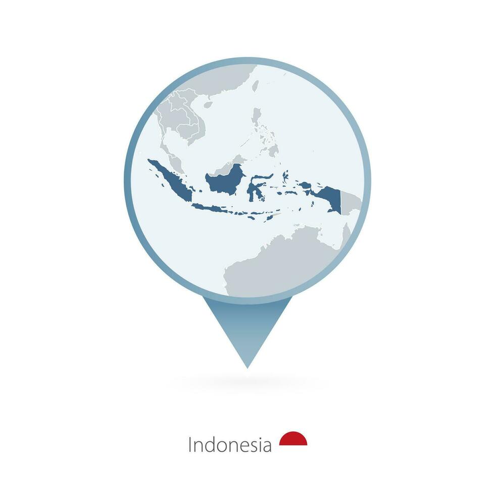 carte épingle avec détaillé carte de Indonésie et voisin des pays. vecteur