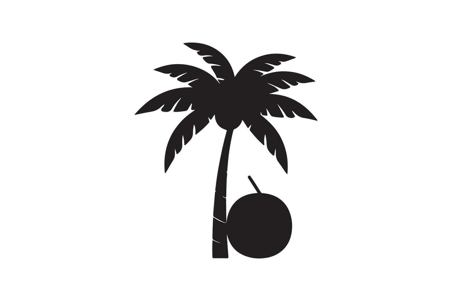 une noir silhouette noix de coco arbre clipart sur une blanc Contexte vecteur